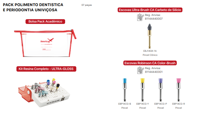 Kit Polimento Dentística e Periodontia Univicos - American Burrs